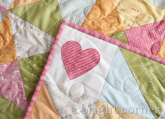 Sweet Talk quilt with cute heart applique