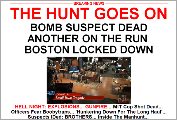 The home page of The Huffington Post from Friday afternoon, April 19, 2013.