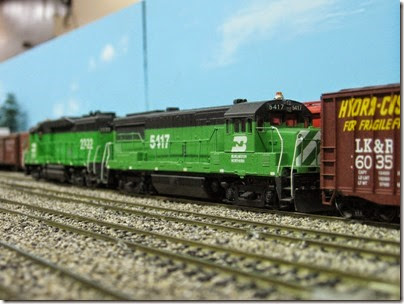 IMG_5449 Burlington Northern U25B #5417 on the LK&R HO-Scale Layout at the WGH Show in Portland, OR on February 17, 2007