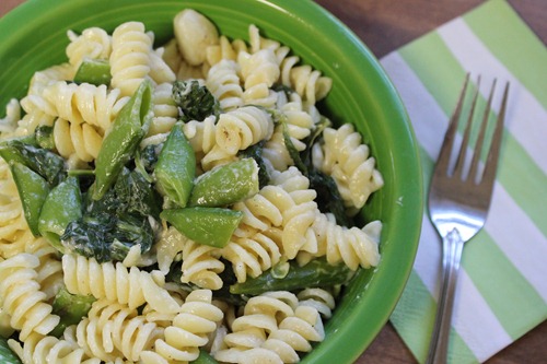 snap pea and spinach pasta
