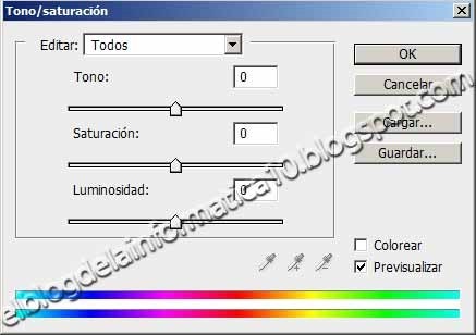 Cambios de color con Photoshop - Ventana Tono Saturación