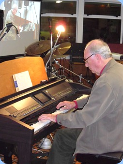 Our former President, George Watt, strutting his stuff on the Clavinova. George played two great medleys for us. Just loved his arrangement of 'Wooden Heart".