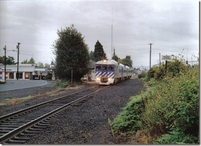Lewis & Clark Explorer passing the depot at St. Helens, Oregon, on October 1, 2005