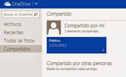 Opción de Compartidos en OneDrive