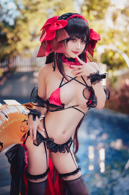 Coser@沖田凜花Rinka Kurumi Tokisaki Swimsuit