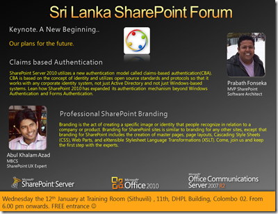 01 - SriLankaSharePointForum - 12th January 2011