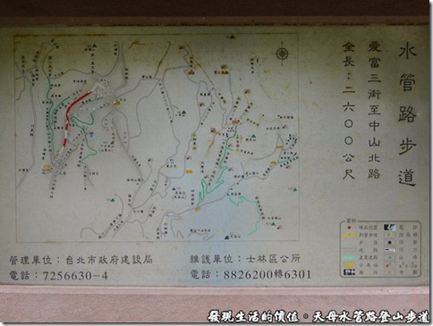 天母水管路登山步道地圖