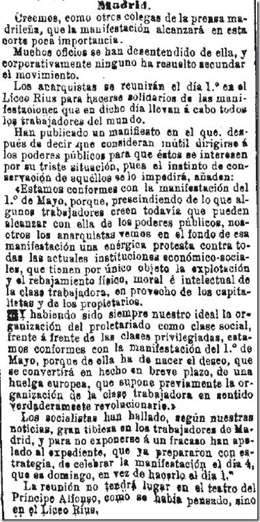 1890-04-30 - La Iberia - 01 (Preparativos del 1º de Mayo - Madrid)