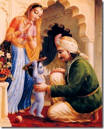 Lord Krishna with parents in Vrindavana