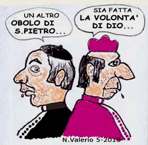 Monsignore e cardinale corrotti. Vignetta satirica (NV 2010)