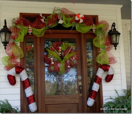 A Walk in the Countryside: Front Door decorated in Candy theme with mesh ribbon