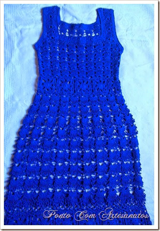 Vestido de crochê - azul royal