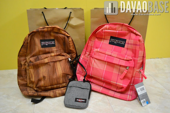 Spankin' new bags from Bratpack Abreeza: Jansport backpacks and Eastpak sling bag