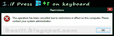 Windows key + r warning Pop-up