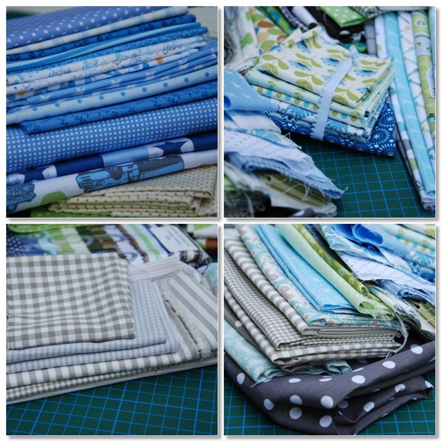 Blue and green patchwork quilt mosaic