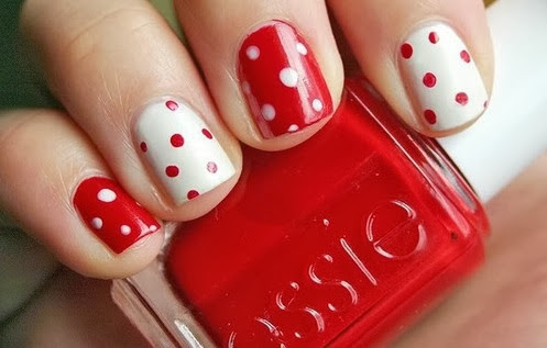 Red White Polka Dot Nails Red And White Nail Designs