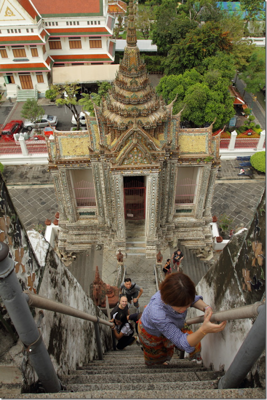 Steep climb to Wat Arun