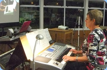 Pam Rea playing her Korg Pa80. Photo courtesy of Dennis Lyons.