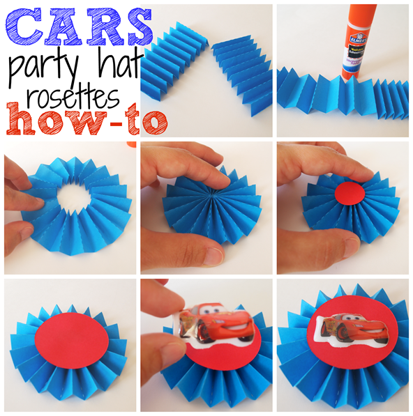 cars party hat rosettes how-to