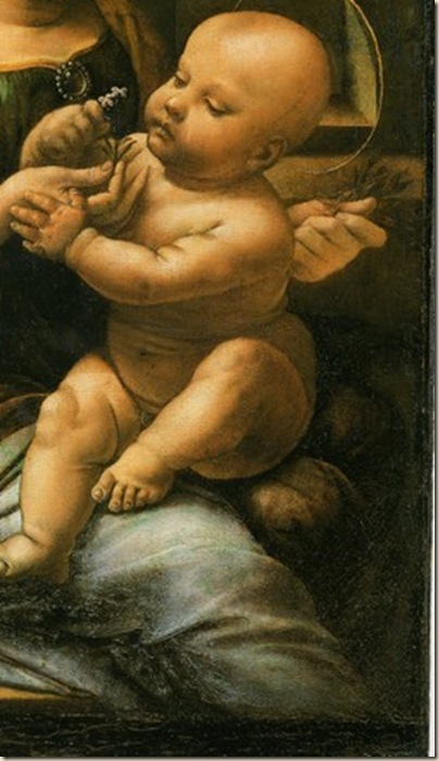 Leonard de Vinci, Détail de la Vierge Benoit