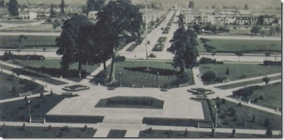 View of Jefferson Square from the roof of the Monticello Hotel in Longview, Washington in 1926