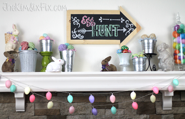 Easter Mantel Eggs and Bunnies
