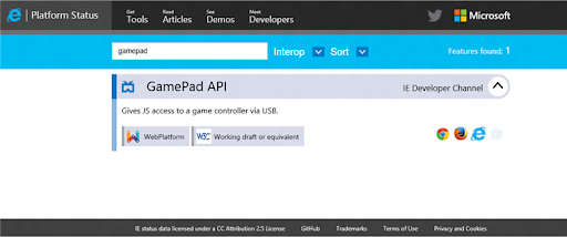 Internet Explorer Developer Channel features on status.modern.ie