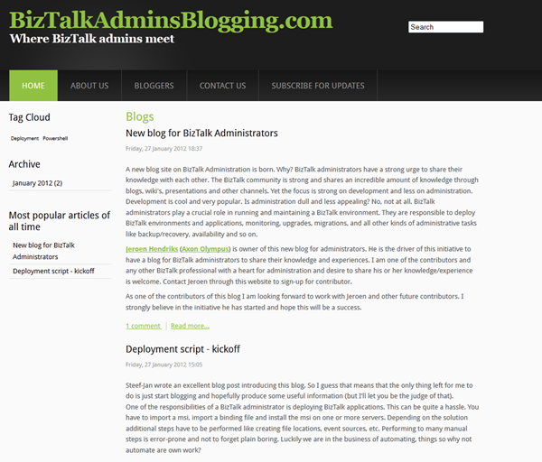 A new blog for BizTalk Administrators