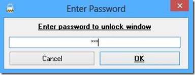 WinLock digitare password di sblocco finestra