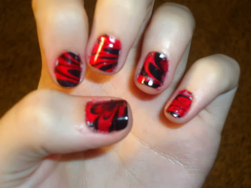 Red Black Water Nails Art1 Black And Red Nail Designs