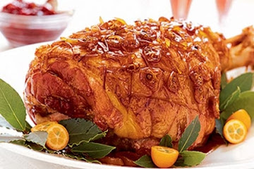 Christmas ham with sticky ginger glaze