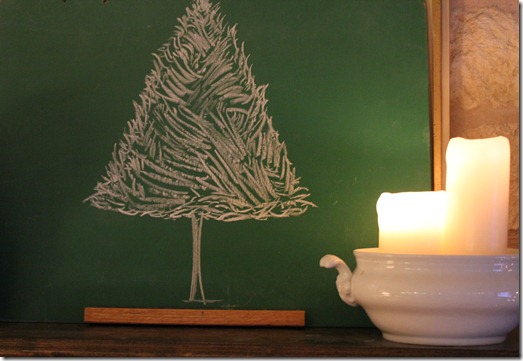 christmas old chalkboard with tree