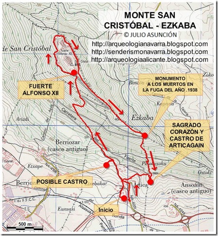 Mapa monte San Cristóbal - Ezkaba