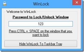 WinLock impostare la password di blocco sblocco finestre