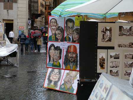 Obiective turistice Roma: caricaturi in Piazza Navona