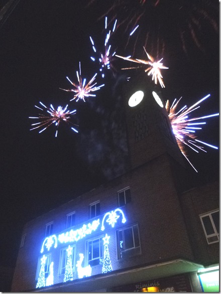 Rockets launched from the roof of the Crewe Town Clock