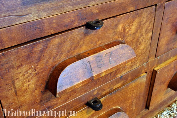 Found: Vintage Hardware Store Cabinets - The Gathered Home antique hardware store cabinets closeup birdseye maple - Found: Vintage Hardware Store Cabinets - The Gathered Home