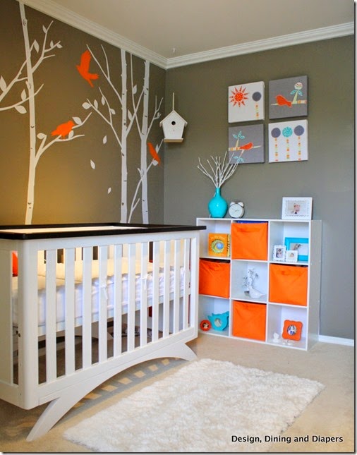 Awesome-Gray-and-White-Baby-Nursery-Room-Design-with-Beautiful-Painting-Frame-Wall-Decorating-Ideas-and-Useful-White-Wooden-Bookcase-Furniture-Design-and-Modern-White-Baby-Nursery-Bed-Furniture-for-Modern-Baby-Nursery-R