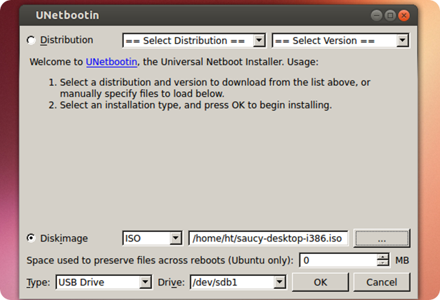 Come installare Ubuntu da un supporto USB partendo da un sistema operativo diverso, utilizzando UNetbootin.