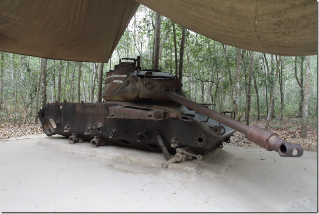 US Army tank in ruins at CuChi Tunnels, Vietnam