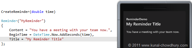 WP7.1 Demo - Setting Reminder Window Title WP7.1 Demo - Setting Reminder Window Title