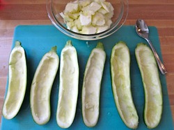 3 hollowed zucchini