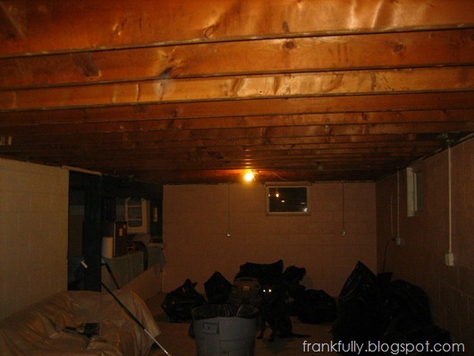 basement before, drywall ceiling down