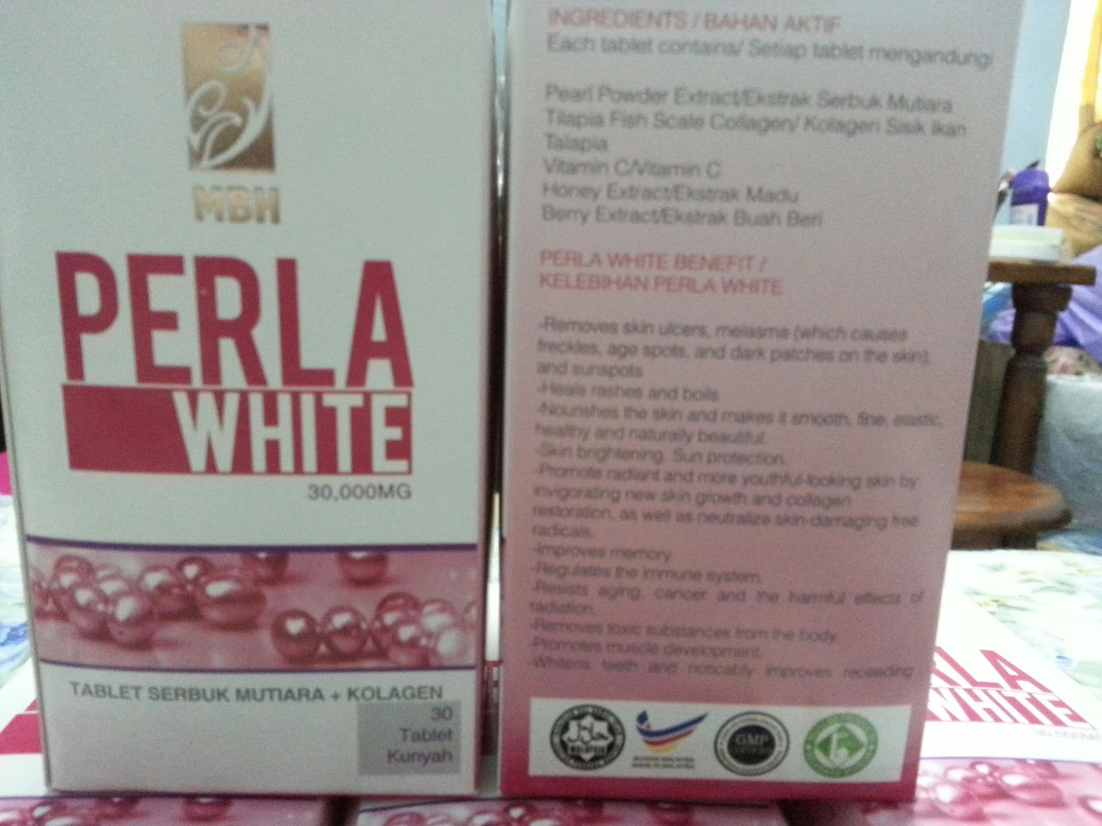 YMYRAZ BEAUTIE PRODUCT PERLA WHITE 30 000MG PEARL POWDER+COLLAGEN TABLET