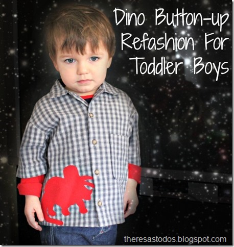 Boy Button-up Refashion, Triceratops