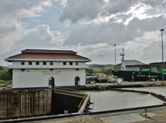 The Ever Dainty entering the Miraflores lock of the Panama Canal.