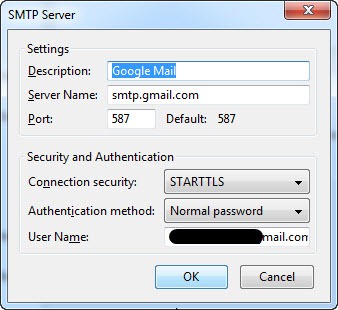Merubah settingan SMTP server Gmail di Mozilla Thunderbird