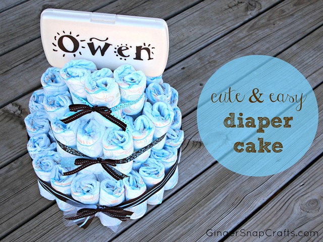 Cute and easy diaper cake tutorial from Ginger Snap Crafts