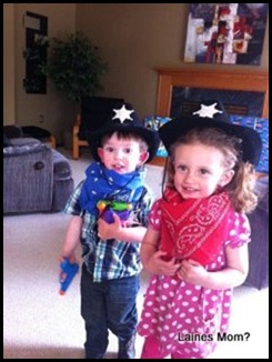 Laine and Ella cowboying
