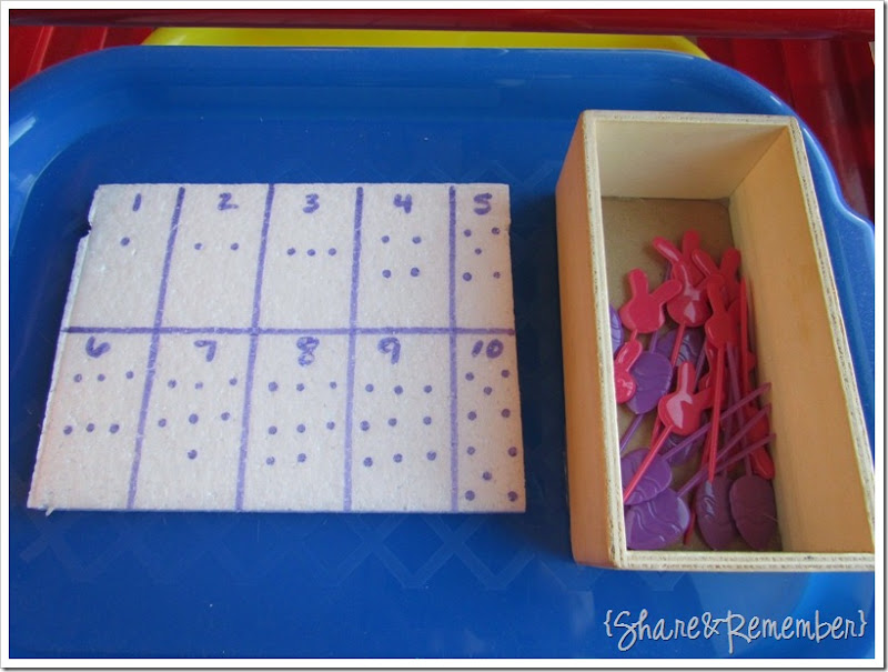 Preschool Activity Trays - numbers, fine motor skills, counting